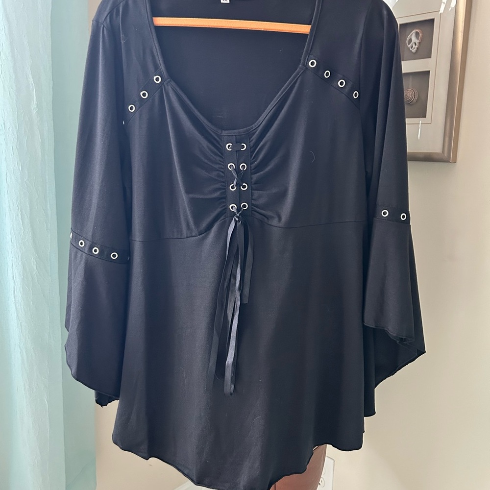 Black Lace-Up Women's Top